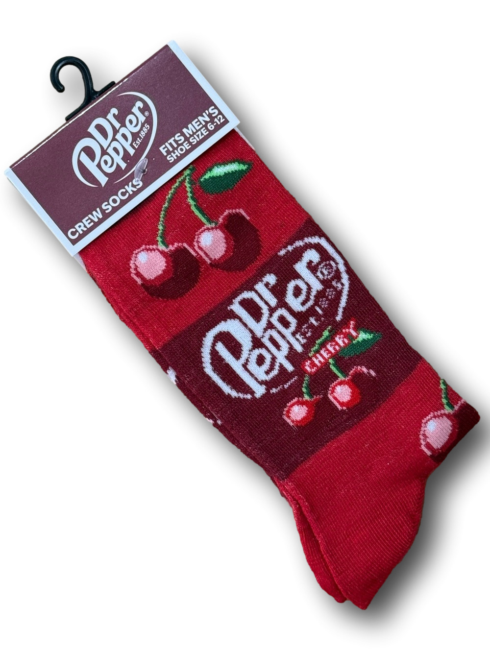 3/$20 Cherry Dr. Pepper Retro Soda Logo Funny Novelty Crew Socks - NWT - Picture 3 of 3
